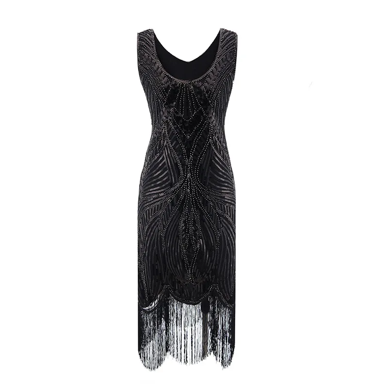 1920s the Gatsby Retro Style Handmade Beaded Sequins Fringed Dress 20S Cosplay for Women Evening Party Dresses Vestidos 4XL