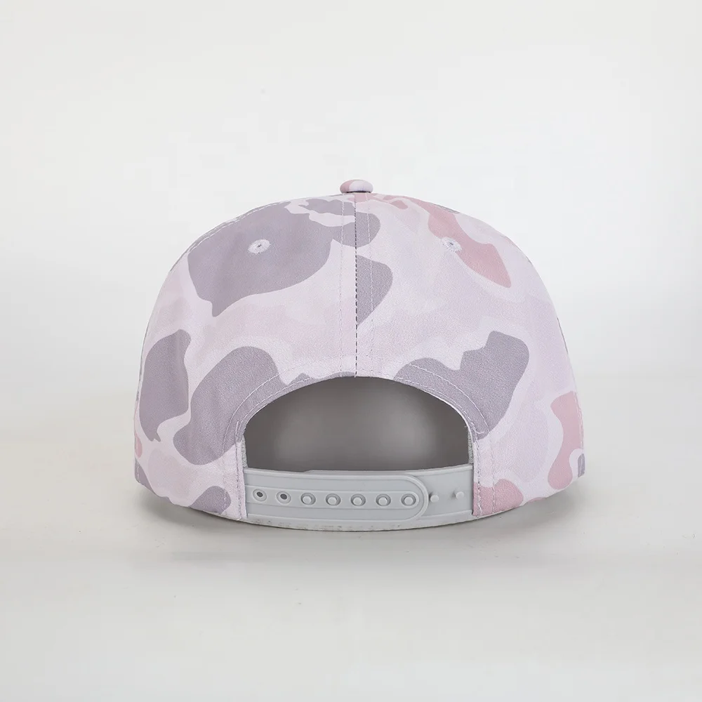 Custom Print Duck Camo Embroidery Logo Old School 5 Panel Gorras Flat Bill Snapback Hat Unstructured Rope Cap