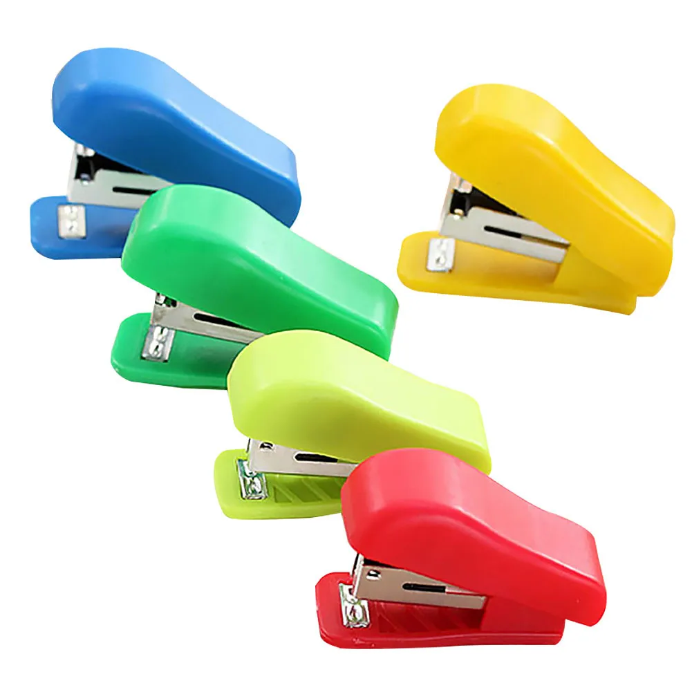 Random Color Stapler Solid Office Stationery Cute Mini Stapler for No. 10 Staples