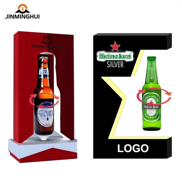 Magnetic levitating rotating New Luxurious Live Streaming Glowing Custom Logo led liquor Champagne bottle display with LED light