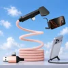 Pink Magnetic Phone Holder 60W Fast Charging Cable
