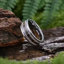 Fashion Jewelry 8mm Wooden Celtic Deer Inlay Deer Antler Ring Tungsten Rings for Men Rings Wedding Band