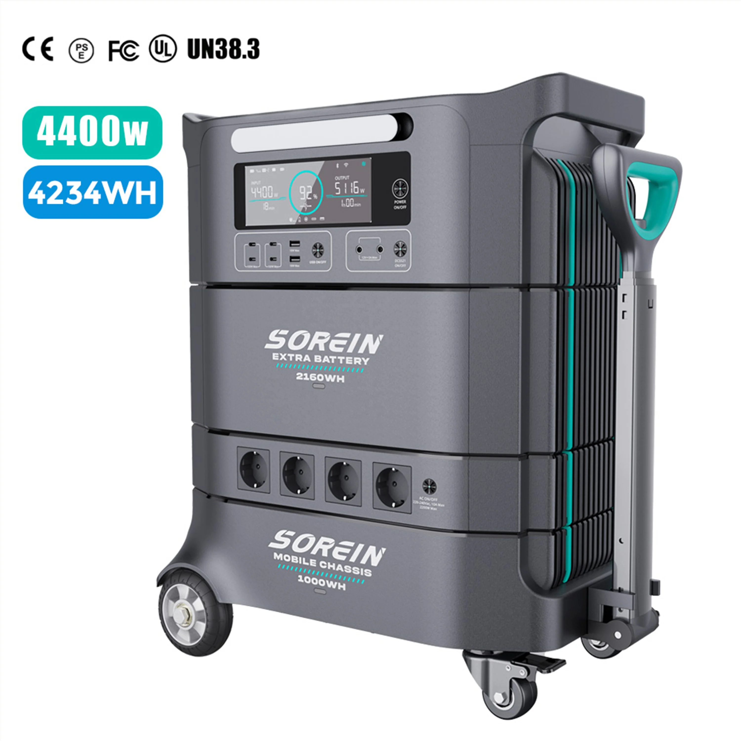 Sorein 4400W Portable Power Station 3000W on Wheels All in One Home Energy  Storage System 110V 3K Solar Generator for Hotel