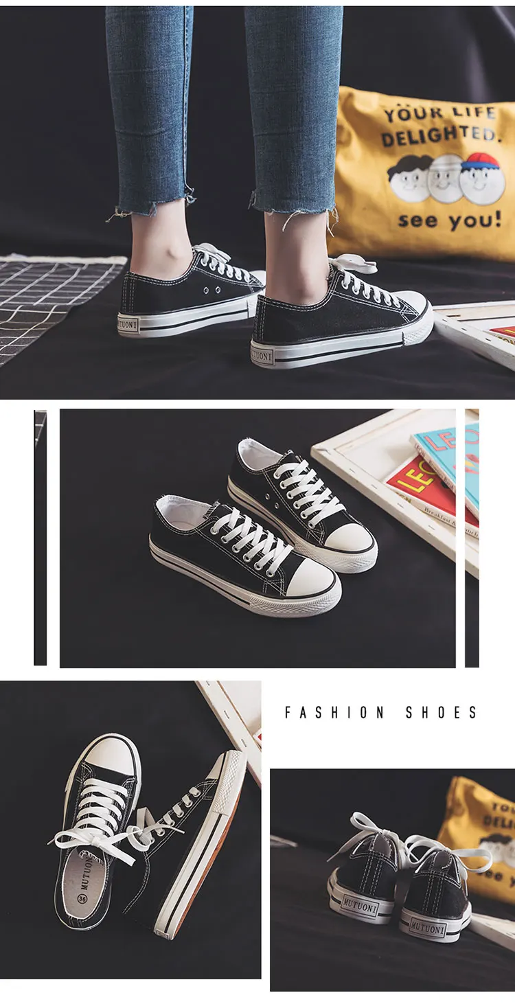 New Arrivals Sneakers Lace-up White Canvas Shoes Wholesale For Women ...
