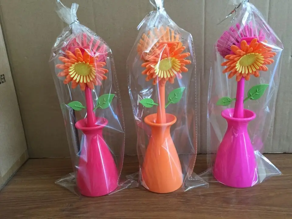  Vigar Flower Power Orange Dish Brush with Vase, 10-Inches,  Orange, Green : Home & Kitchen