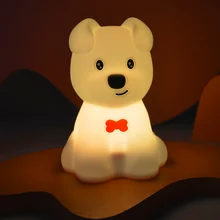 Children Room Baby Bedroom Sleep LED Cute Animal Silicon Dog for Night Working Silicone Lamp Kids Night Light