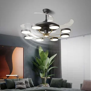 Nordic Chandelier with Fan Restaurant Chandelier Living Room Light Luxury Invisible Fan Lamp