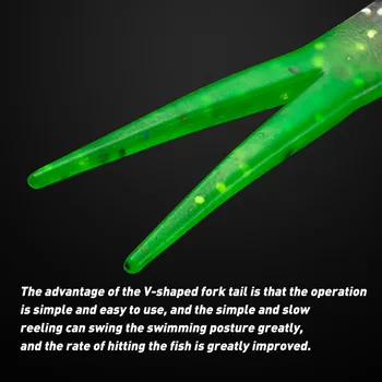 CHEERY 8cm 6pcs TPR Floating Soft Bait Plastic Carp Worm Fish Bait Root for Lead Head Hook River Fishing Fork Tail Soft Bait – Soft Lure – view 3