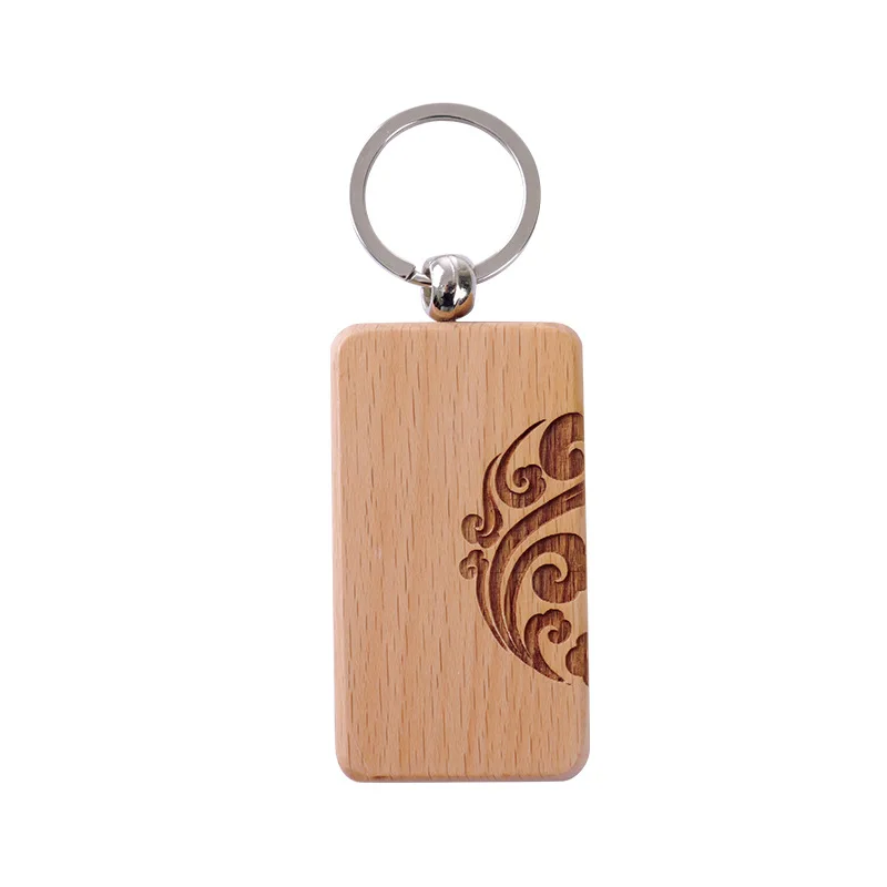 Custom Logo Laser Cut Out 3D Wooden Keychain Holder Stainless Steel and PU Plastic with Blank Wood PVC and Metal Keychains
