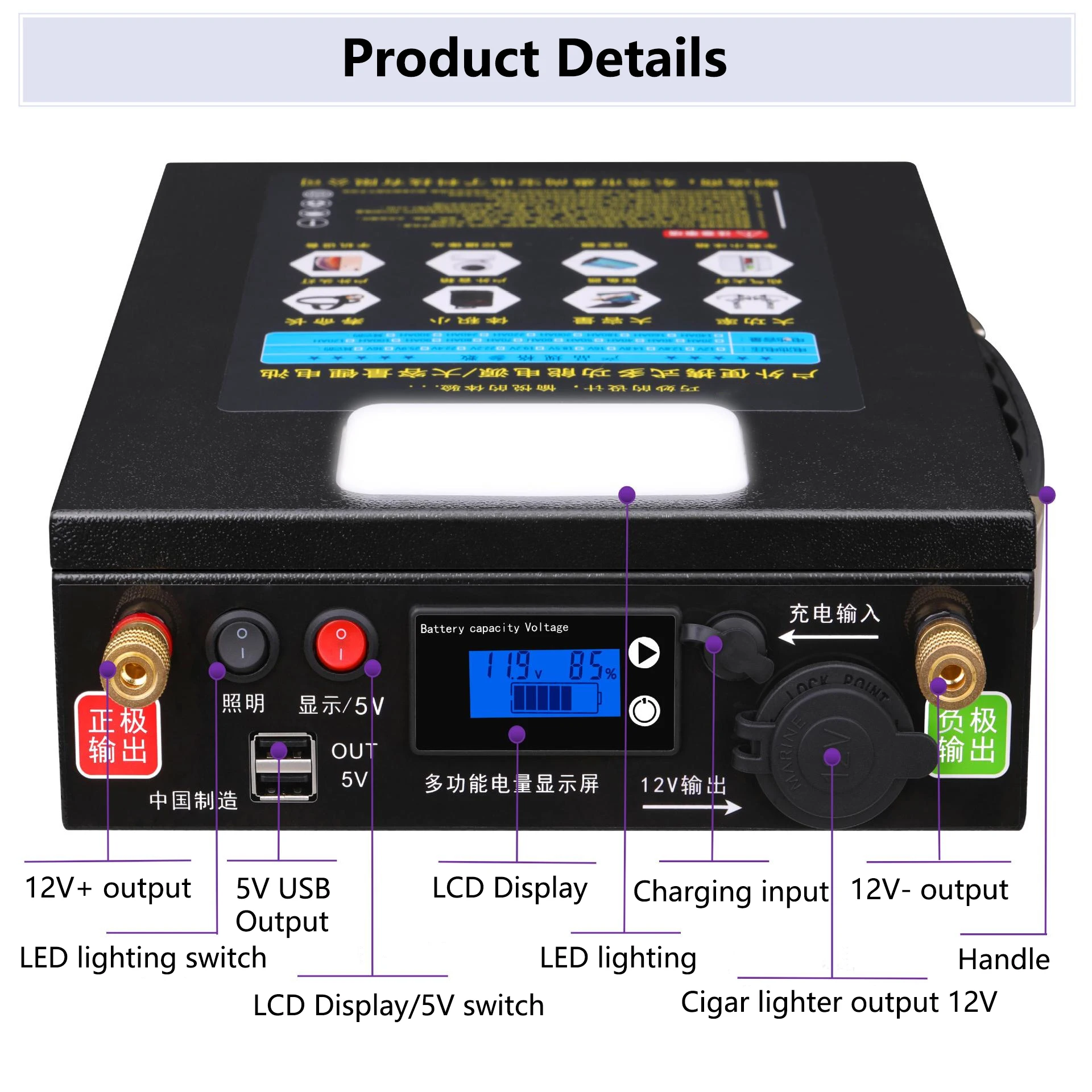 Portable Battery Energy Storage Power Supply 12v 24v 48v 20ah 30ah 50ah