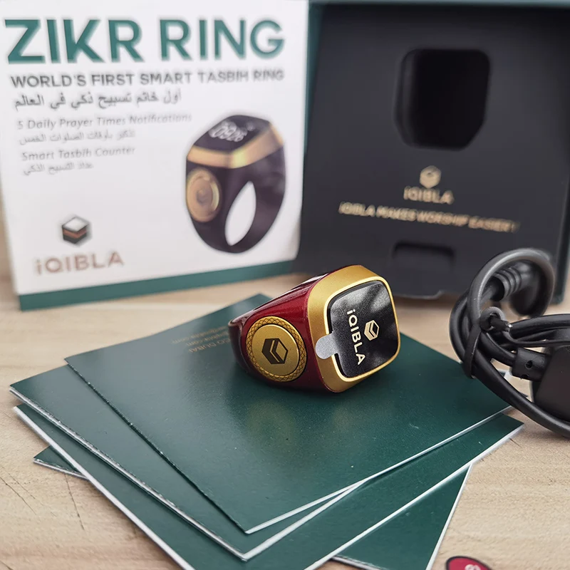 Zikr1 Lite Muslim Smart Ring with Tasbih Beads Function 2022 Top Sale Muslim Iqibla Zikr Ring Tasbih Counter Paired Prayer Rug