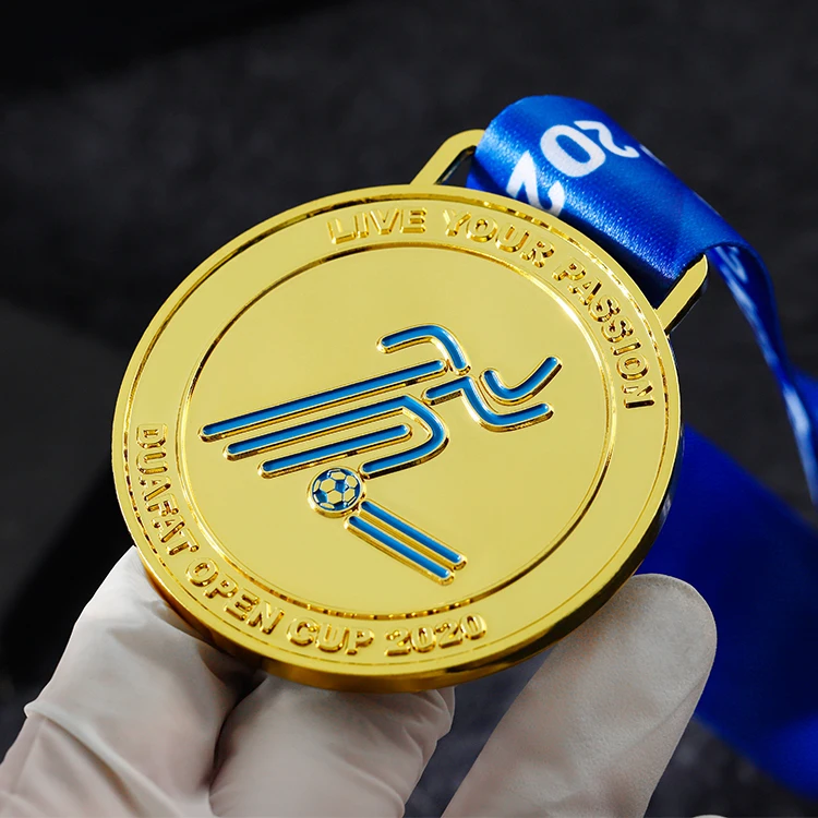 Fabrik Custom Medaillen Sport Metall Logo Emaille Auszeichnung Medaille 2d 3D Gold Silber Fußball Medaillen mit Band 12