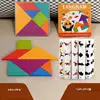 14cm tangram puzzle in scatola + manuale di istruzioni + blocchi di legno
