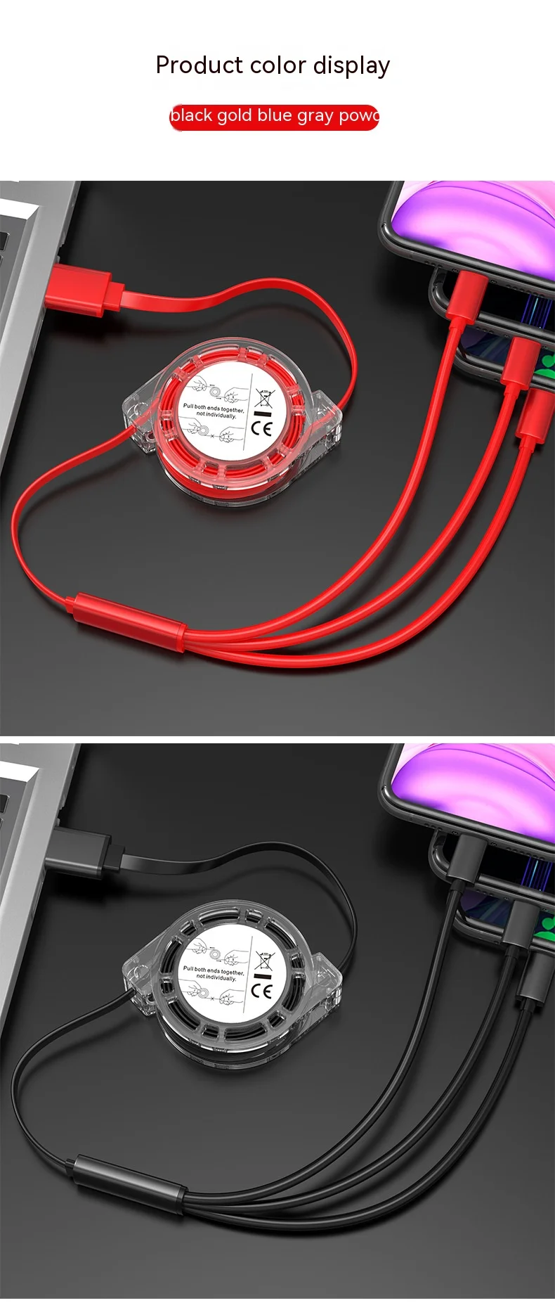 data cable 3-in-1 transparent