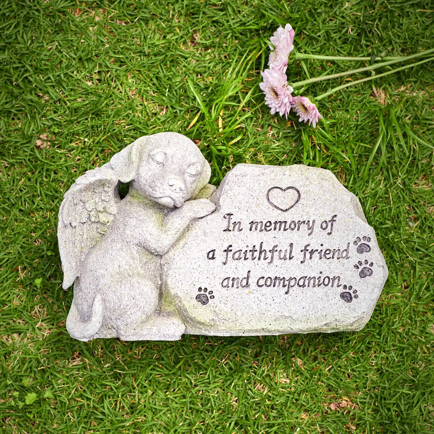 Forever in My Heart Sleeping Angel Dog Resin Pet Bereavement Garden Statue 
