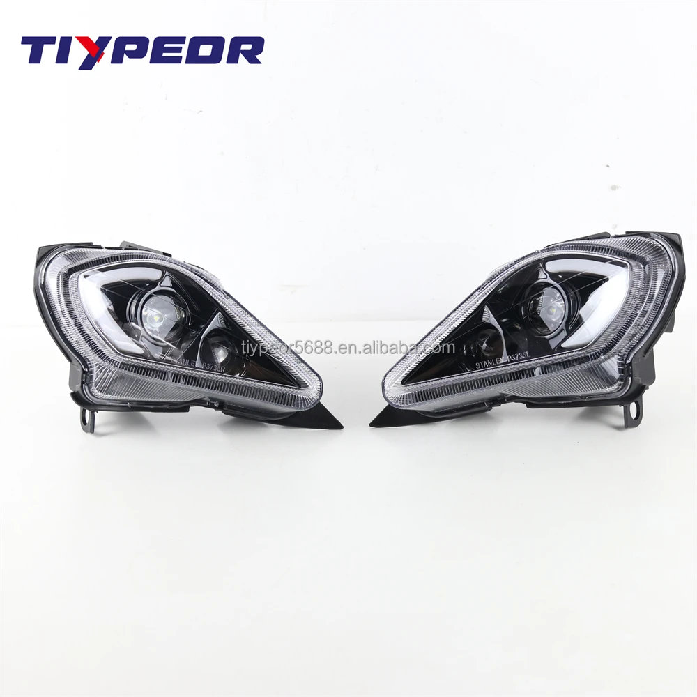product tiypeor hot sales black led headlight front lamp assembly with hi low beam drl led projector headlights for yamaha yfz raptor-4
