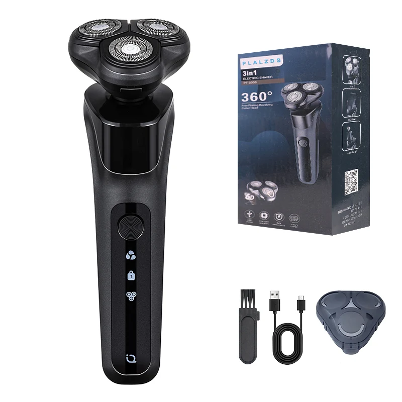Manufacturer Wholesale Three-Blade Electric Shaver with USB Charging Rotary Push-Pull Feature for Family RVs and Hotels