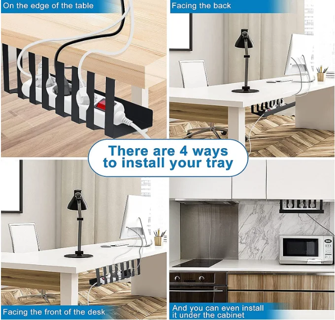 Cable Management Tray Under Desk Set of 2,Under Desk Cable Management ...