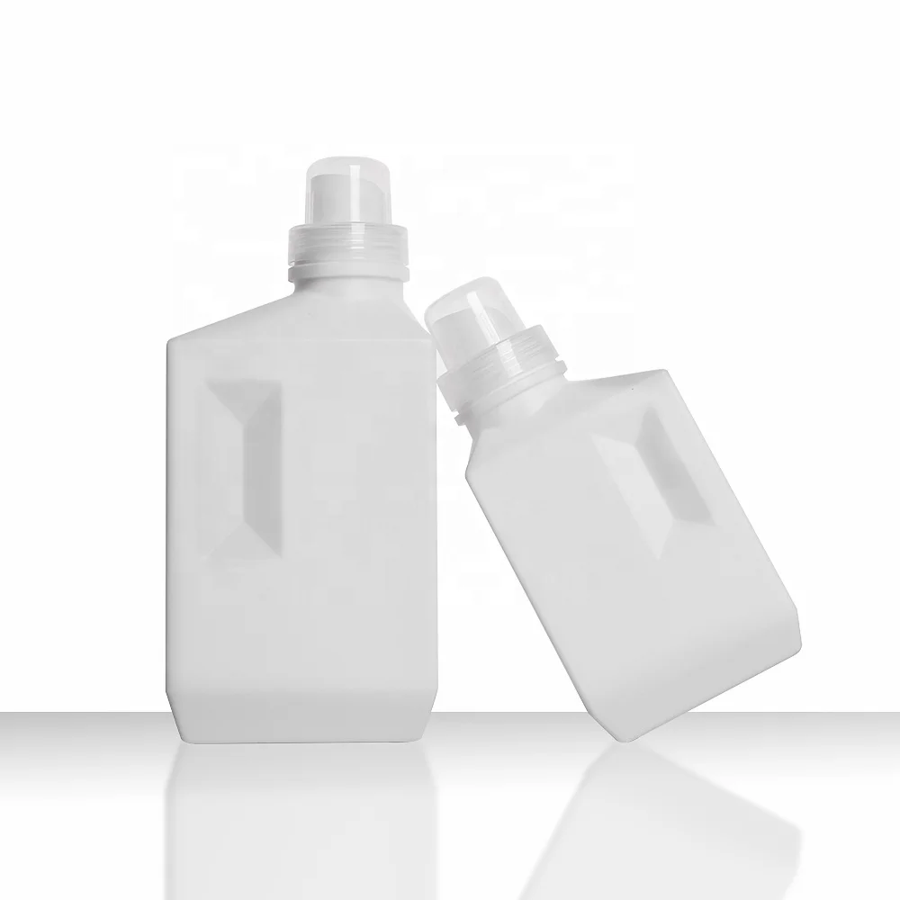 White Square Empty Refillable HDPE Plastic Laundry Detergent Liquid Bottle 1L 1000ml 500ml