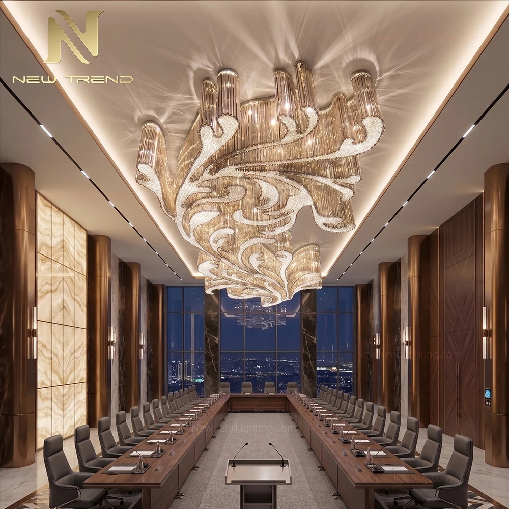 CPL-513 Custom Sculptural Crystal Chandelier: Oversized Bespoke LED Ceiling Lighting Manufacturer for Hotel Lobbies