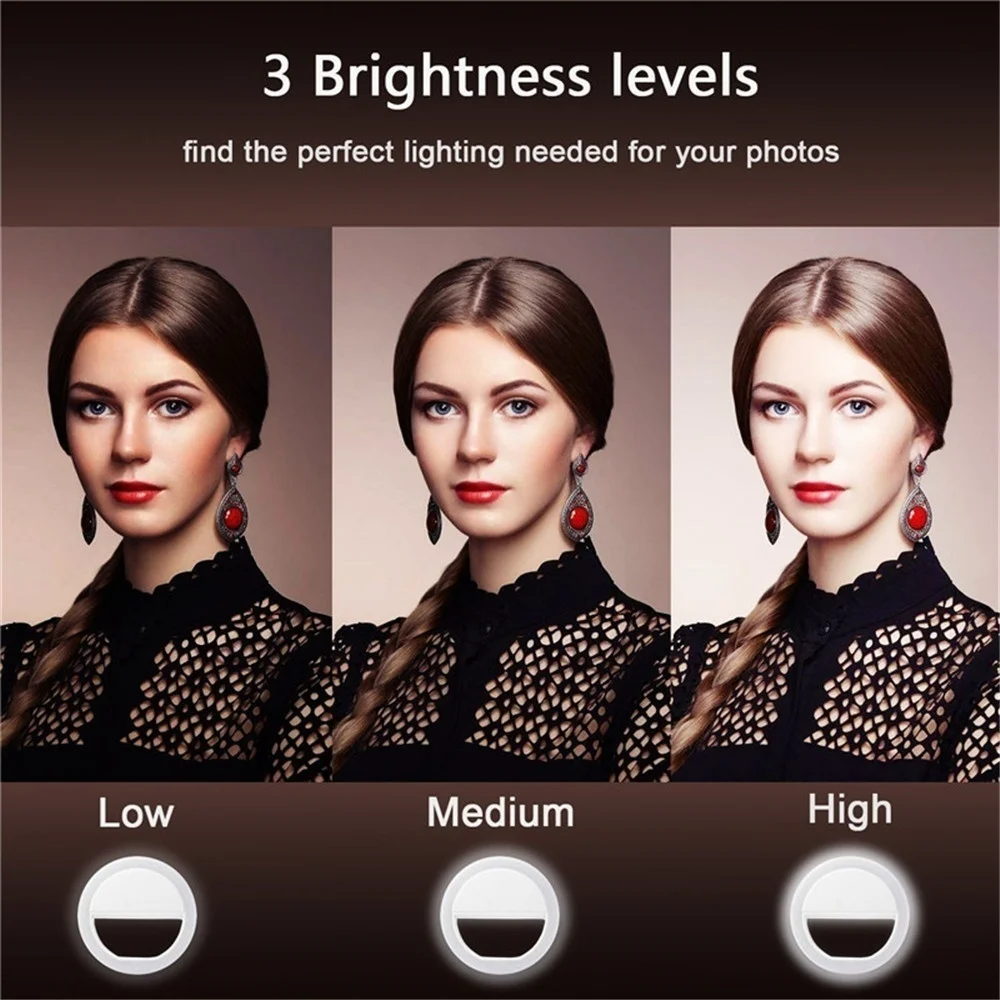 Led Selfie Ring Light Mobile Phone Lens LED Selfie Lamp Ring for IPhone  Phone Selfie Clip Light Accessories