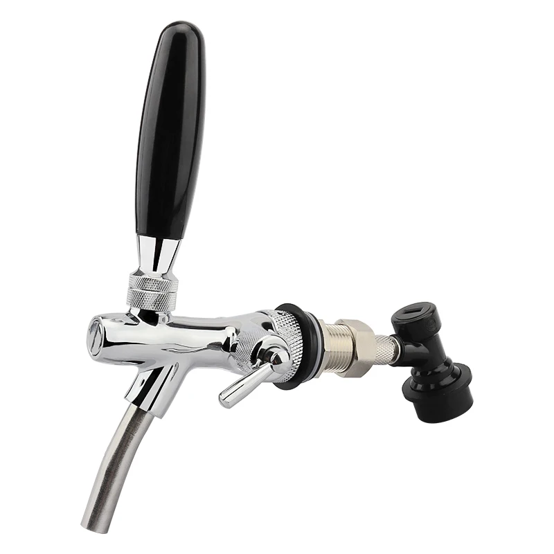 Beer Tap Faucet Chrome Flow Control Beer Keg Tap G5/8 Thread Adjustable Draft Beer Dispenser Tap with Liquid Ball Lock