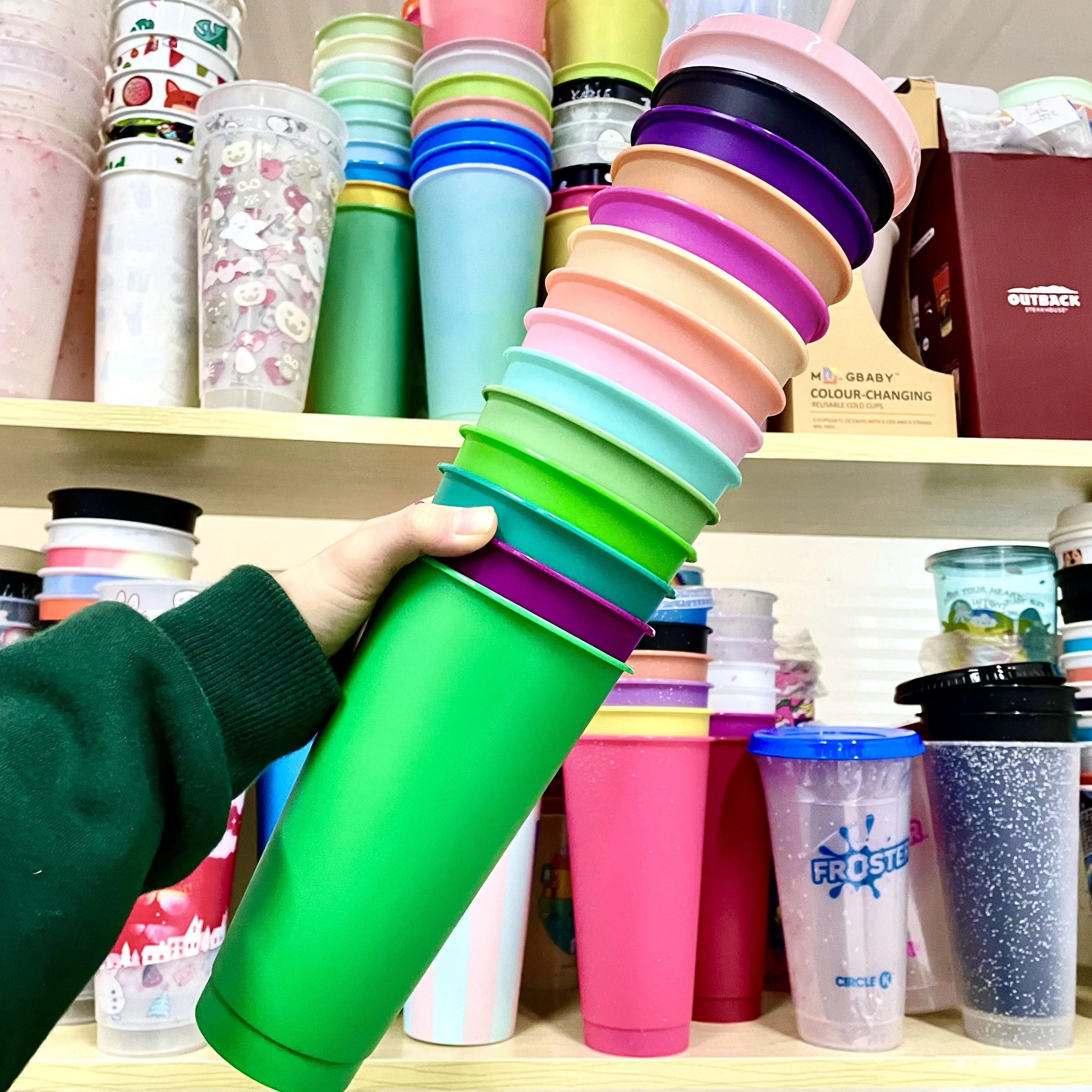 New Stock Colour Plastic Wholesale Drink Tumbler 24oz Plastic Cold Cups