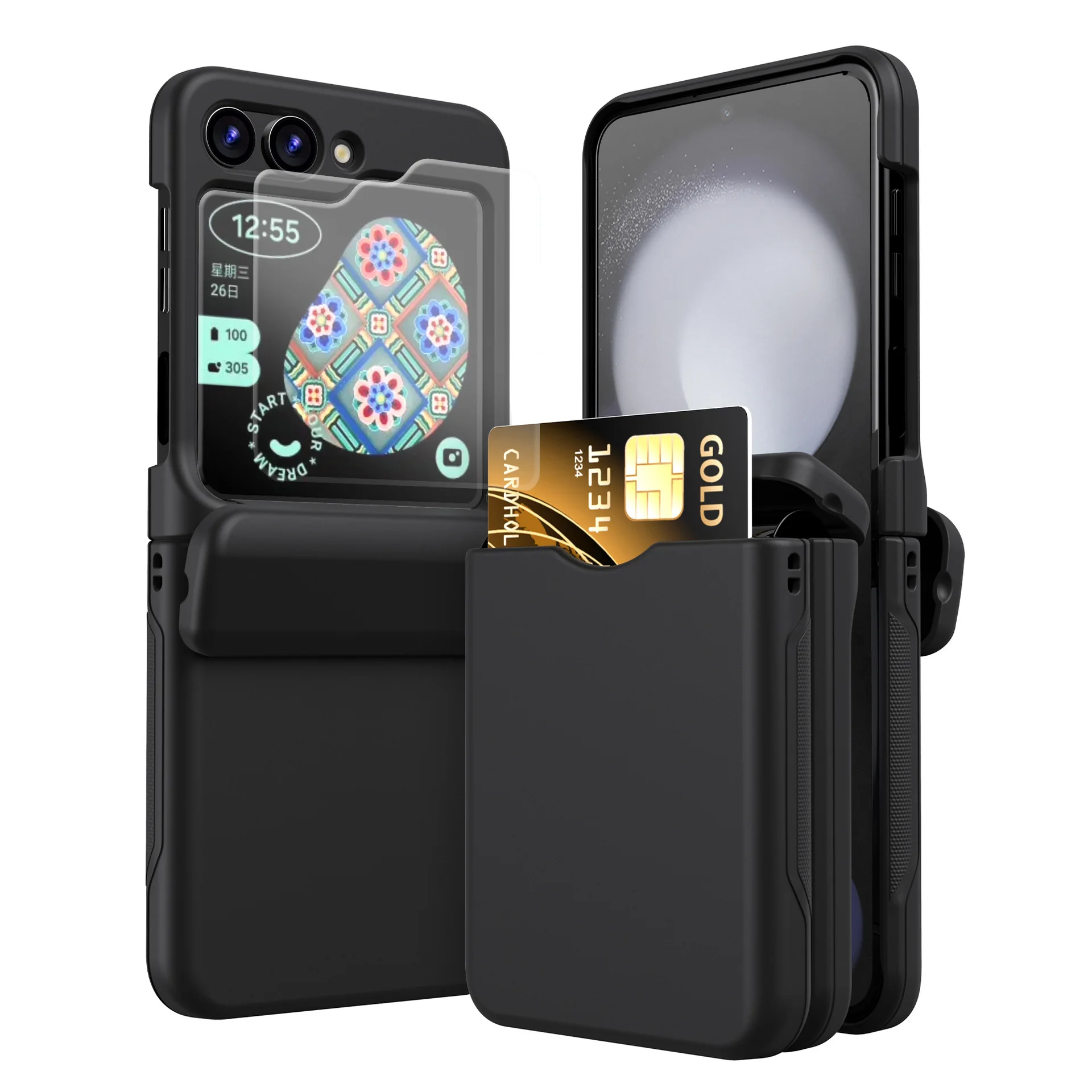 Folding Phone Case Built-in Spring Automatic Closure Card Storage For Samsung Galaxy Z Fold 3 4 5 6 Business Fashion Case Ultra