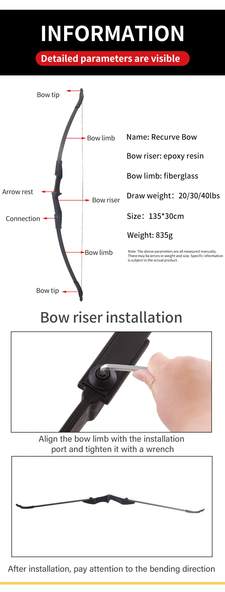 Archery Takedown Recurve Bow And Arrow Set Cs Shooting Game Bow