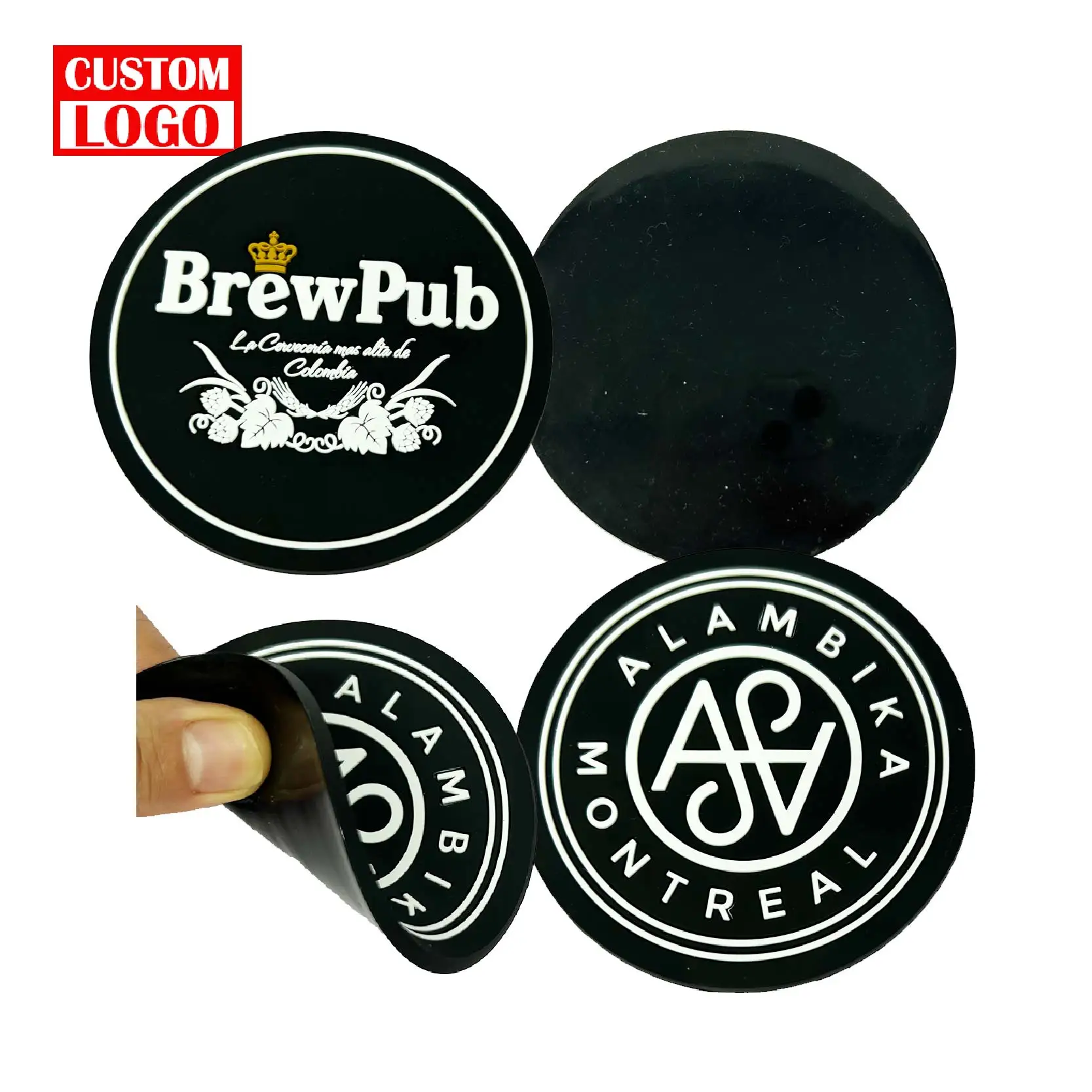 カスタムロゴカスタムラバーコースターシリコンカップマット