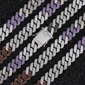 Hip Hop Jewelry Full Bling Diamond Zircon Iced Out Cuban Link Chain Necklace