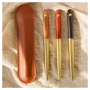 Custom Logo Pen With Pouch Popular  Luxury Brass Wood Pen