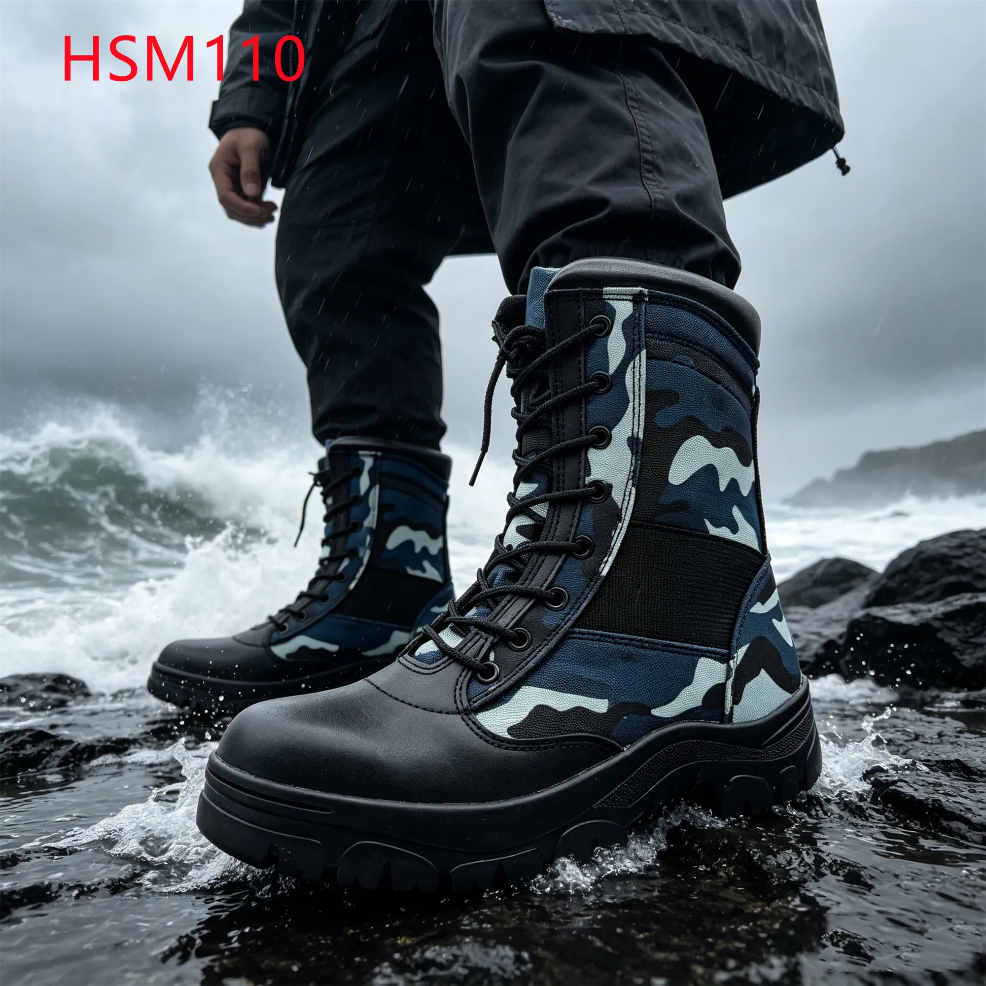 LXG,UAE Like Jungle Terrain Ocean Camouflage Hunting Boots with Metal Eye Coastal&maritime Patrol Hua Singh Combat Boots HSM110