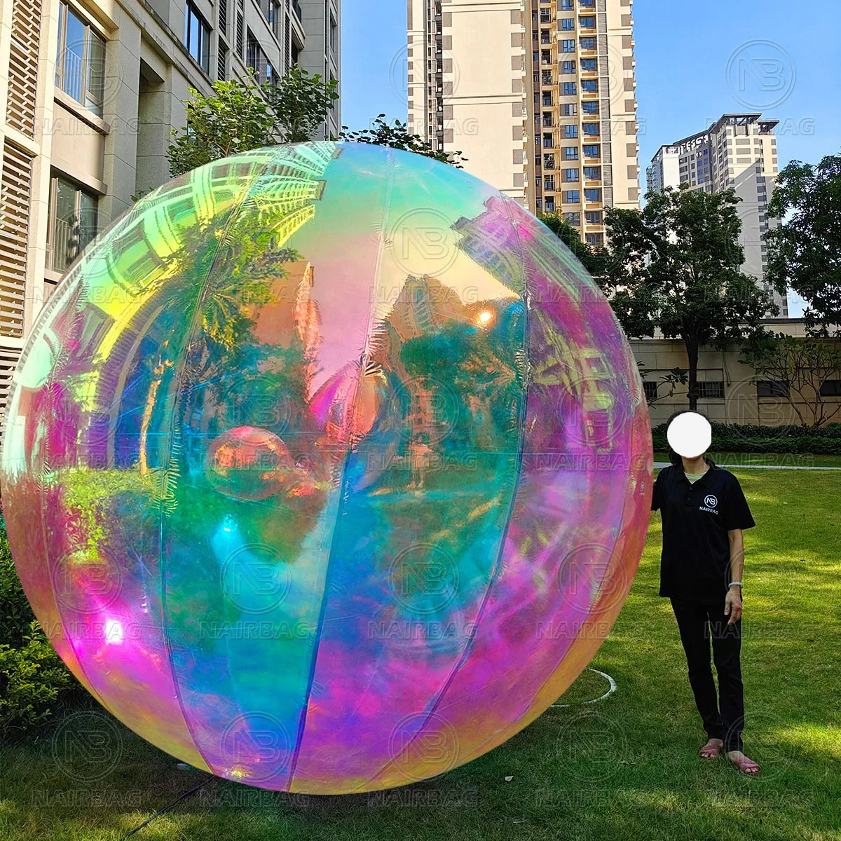 Giant Iridescent Bubble Ball Mirror Balloon Inflat Outdoor Decor Big Shiny  Inflatable Iridesc Rainbow Ball Large Floating Sphere
