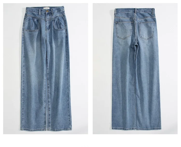 High Waist Custom Baggy Fit Wide Jeans Blue Classic Casual Daily Wear