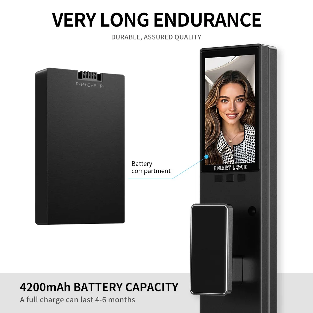 Handaily Palm Face Recognition Door Lock for Home Fingerprint Tuya App Remote Control Video Intercom Smart Lock Multi-Language C11