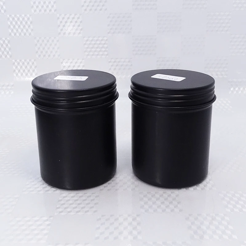 100ml 200ml matte black aluminum storage can tall metal tin jar with screw cap and slip lid