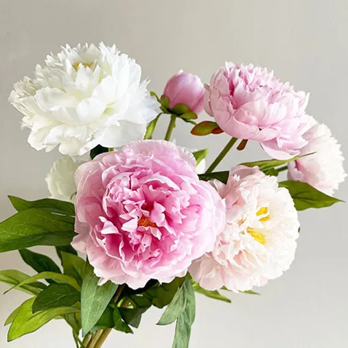 Wholesale High Quality 3 Heads Artificial Silk Peony Flowers For