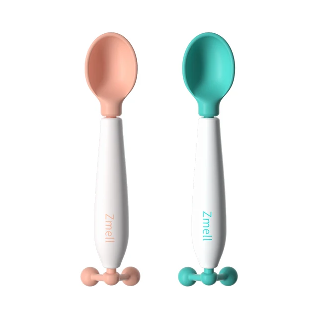 Baby Anti Spill Spoon New Children Spoon Auto Rotatable Gravity Balance Temperature Sensing Baby Spoons
