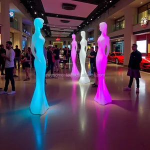 Outdoor Plastic Female Standing Mannequin Night Lamps Color Changing Waterproof Model Lighting Lamps