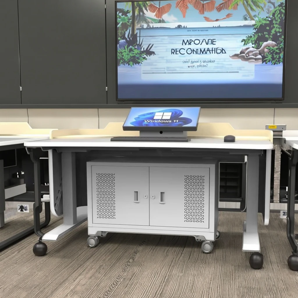 GYMAX Podio Per Leggio Con Ruote – Altezza Regolabile 108-122 Cm, Piano Inclinato 11°, 2 Ruote Bloccabili