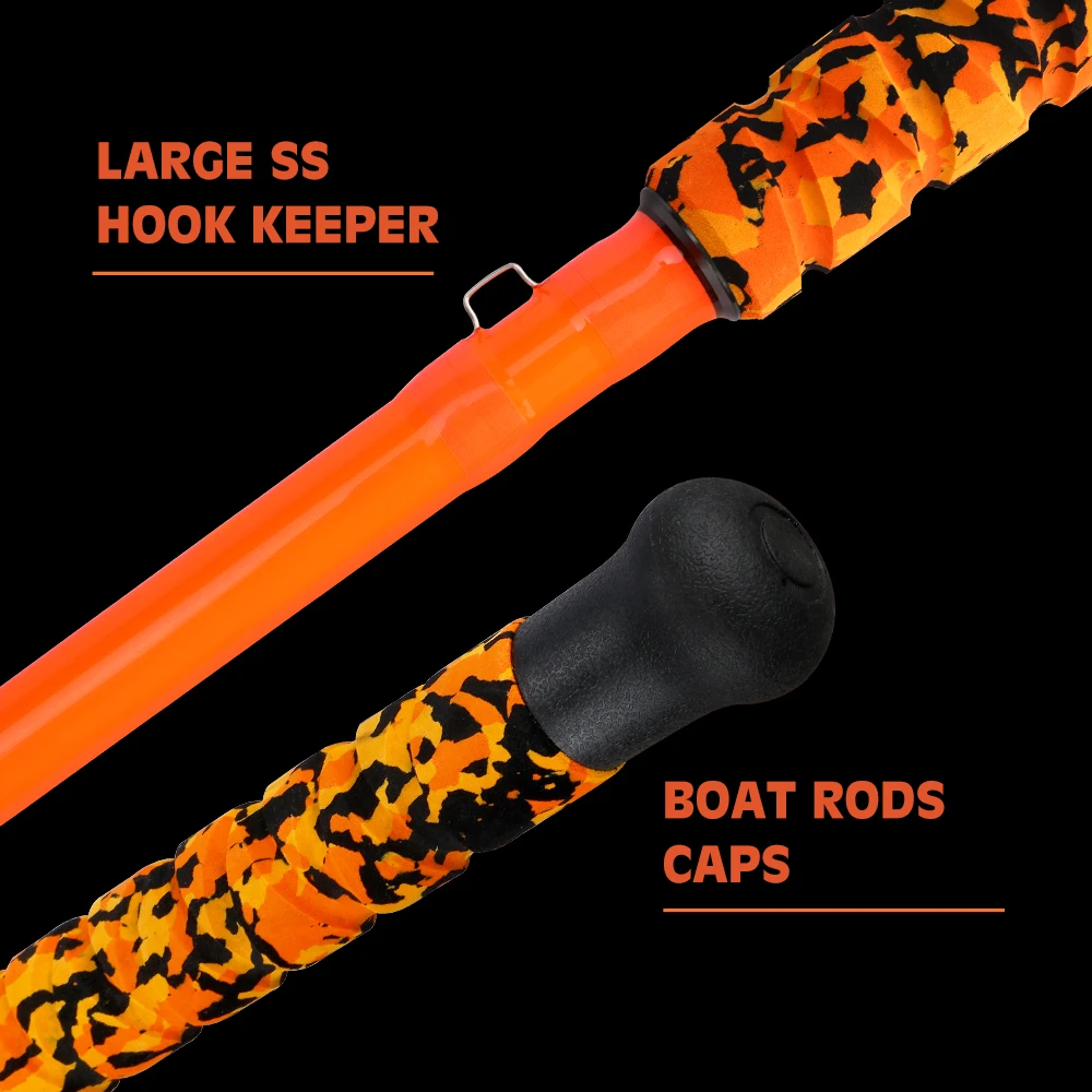 MH 7'6'' Heavy Duty 1-Piece Fishing Rod 60lbs S Glass Stainless