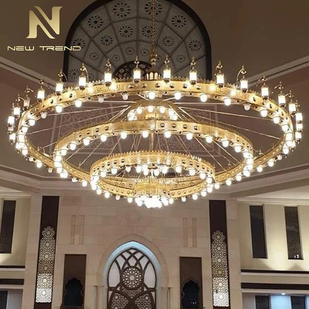 cpl-009 Grand Mosque Lantern Chandelier – Custom Multi-Tiered LED Lighting for Masjid Prayer Hall
