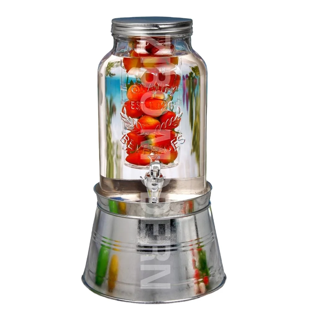 1.5 Gallon Glass Mason Jar Beverage Drink Dispenser with Air-Tight Lid,  Infuser and Metal Ice Bucket Stand - China Beverage Drink Dispenser and Glass  Beverage Dispenser price