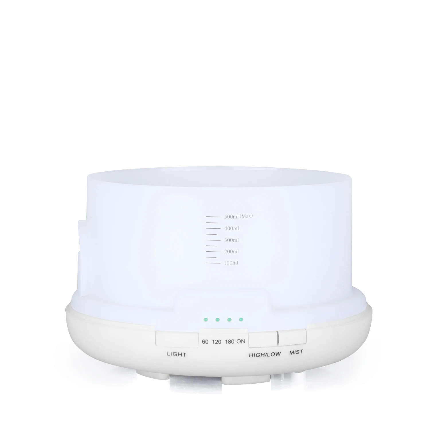 500ml White Ultrasonic Air Humidifier Aromatherapy Electric Essential Oil Diffuser With Adjustable High Low Mist Mode