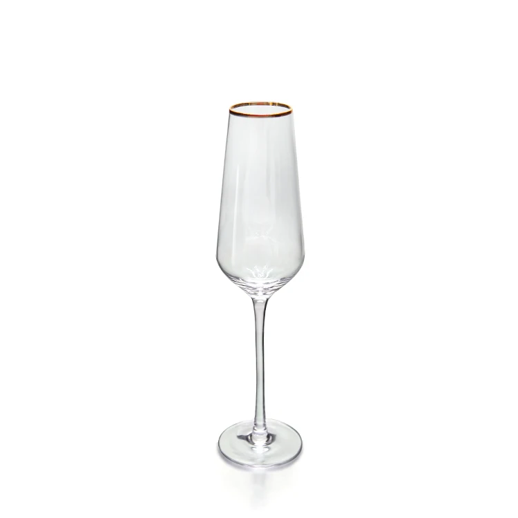 Custom Wedding Banquet Party Glassware Drinkware Gold Rim Champagne Flutes Goblet Elegant Glasses Cups Vintage Luxury Wine Glass