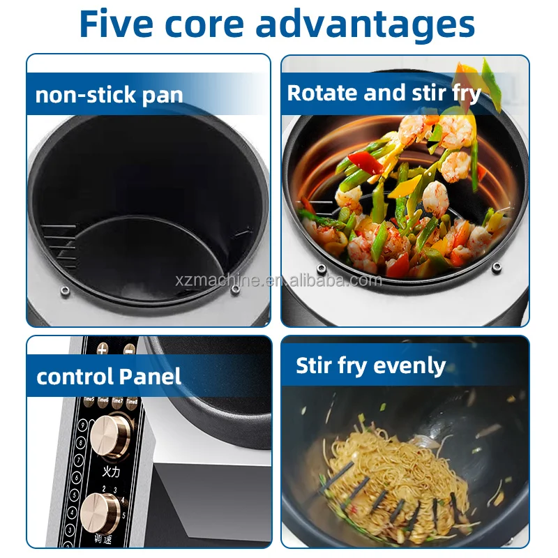 Commercial Robot Food Cooker 5Kw Electric Stir Fry Machine 6L Automatic Intelligent Cooking Robot Fast Food Fried Rice Machine