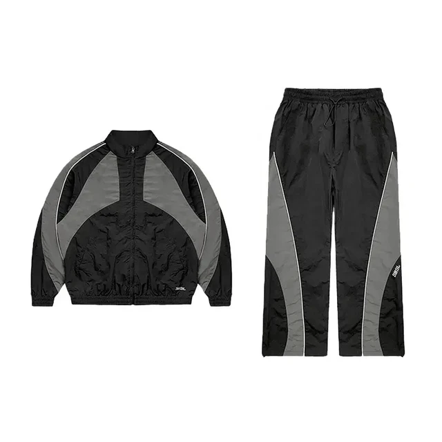 OEM Custom Logo  Nylon Jogging Wear Zipper Sportswear Polyester Trench Coat Street Sportswear Tracksuit  For Men