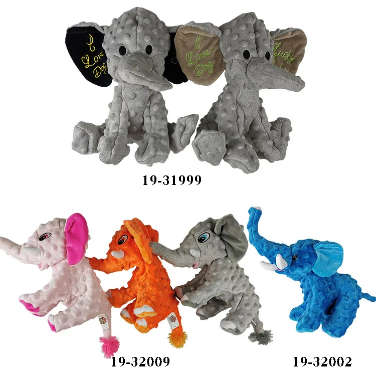 Eco Friendly Pet Plush Toy Interactive Squeaky Dogs Toys Elephant