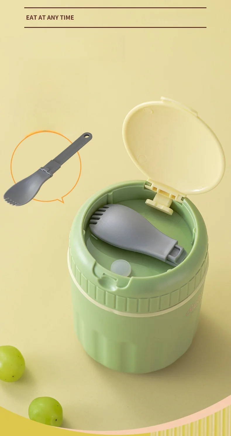 Wholesale High Quality Thermos Cup Pots Food Flask Double Wall Warmer Stainless Steel Thermos Food Jar With Spoon_11